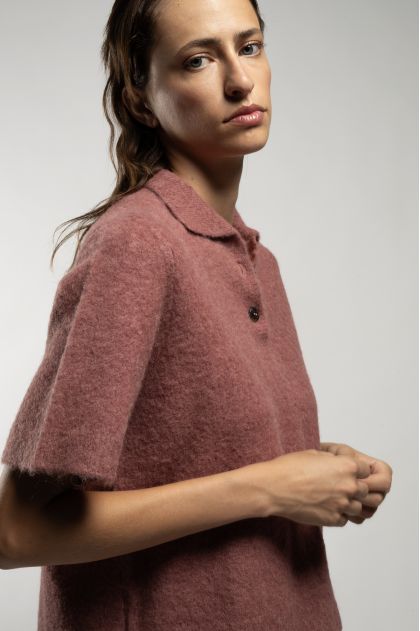 Polo shirt 58% alpaca, 40% polyamide, 2% elastane
