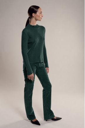 Long sleeve turtleneck t-shirt Richelieu knit 85% viscose 15% silk