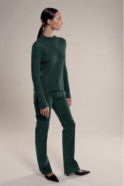 Tee shirt manche longue col roul&eacute; maille Richelieu 85% viscose 15% soie