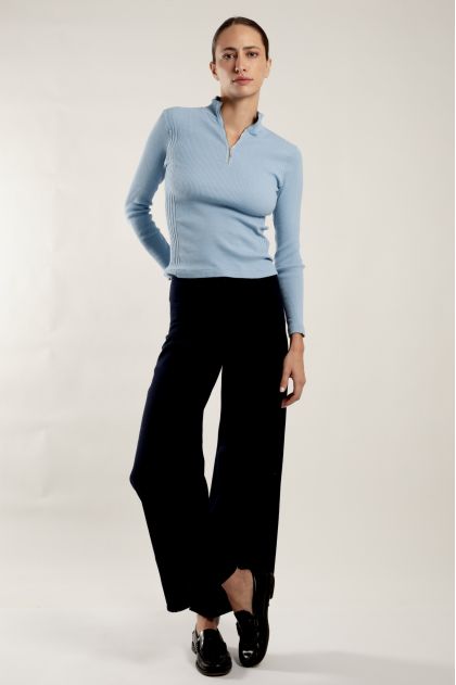 Long-sleeved t-shirt in ribbed Richelieu knit, 100% cotton