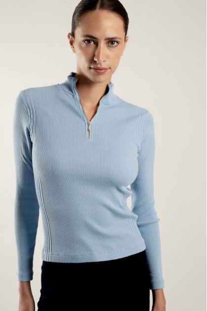 Long-sleeved t-shirt in ribbed Richelieu knit, 100% cotton