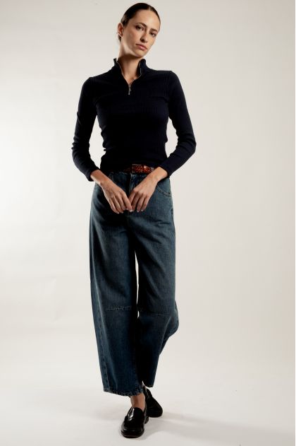 Long-sleeved t-shirt in ribbed Richelieu knit, 100% cotton