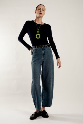 Tee-shirt manches longues en maille Richelieu côtelée 85 % viscose et 15 % soie